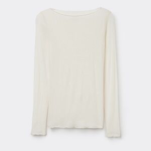 Intimissimi Boat Neck Modal Cashmere Ultralight Top Cream Long Sleeves